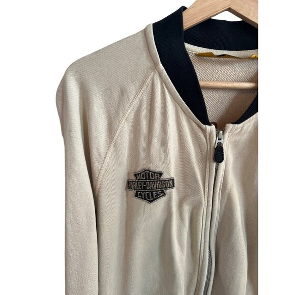 Harley Davidson Women's Size XL Cream Motorcycle Full Zip Bomber Jacket - Picture 2 of 7